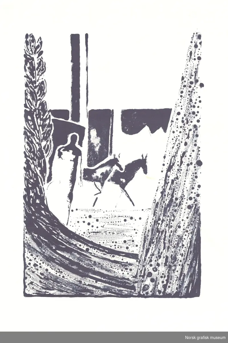 Prøvetrykk i sort av Illusjoner II utført av kunstneren Stanley Stornes.