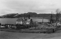 Seivåg Hermetikkfabrikk i Bodø i ruiner etter bombingen 27. 
