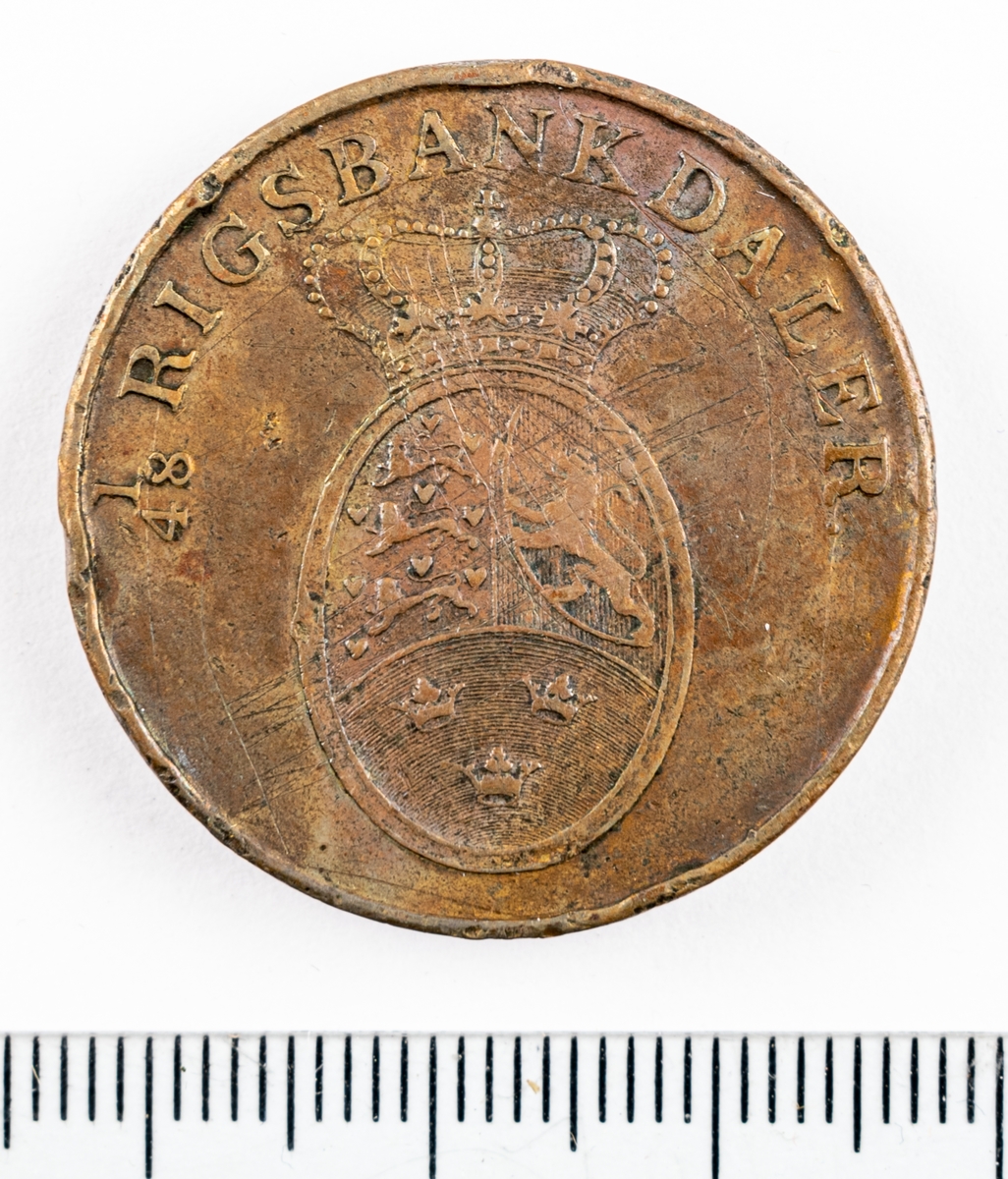 Mynt, Danmark, 1818, 2 RB.Sk./ rigsbankskilling.