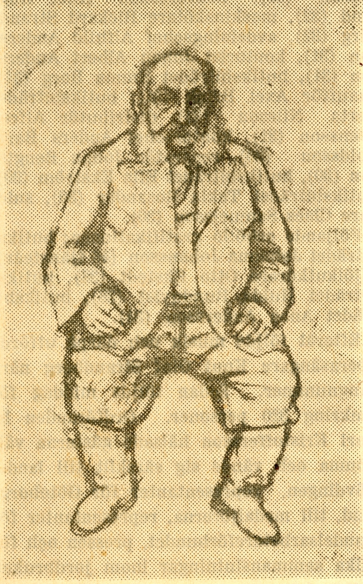 Teckning av en äldre man. Bildens urpsrung är okänt.