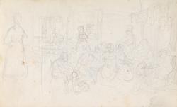 Forsamling i vertshus [Tegning]