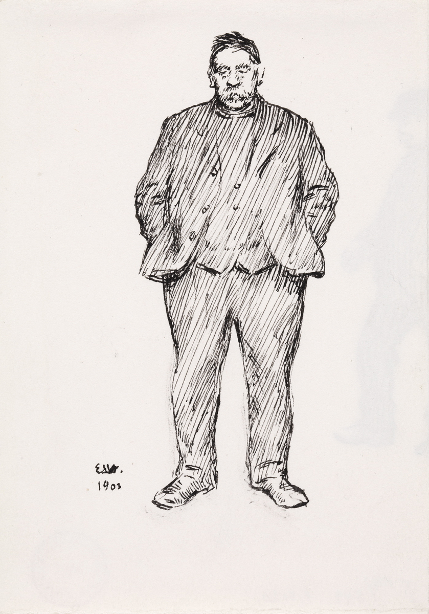 Forarbeid til illustrasjon, Jonas Lie, "Familien på Gilje", København 1903 [-1904] [Tegning]