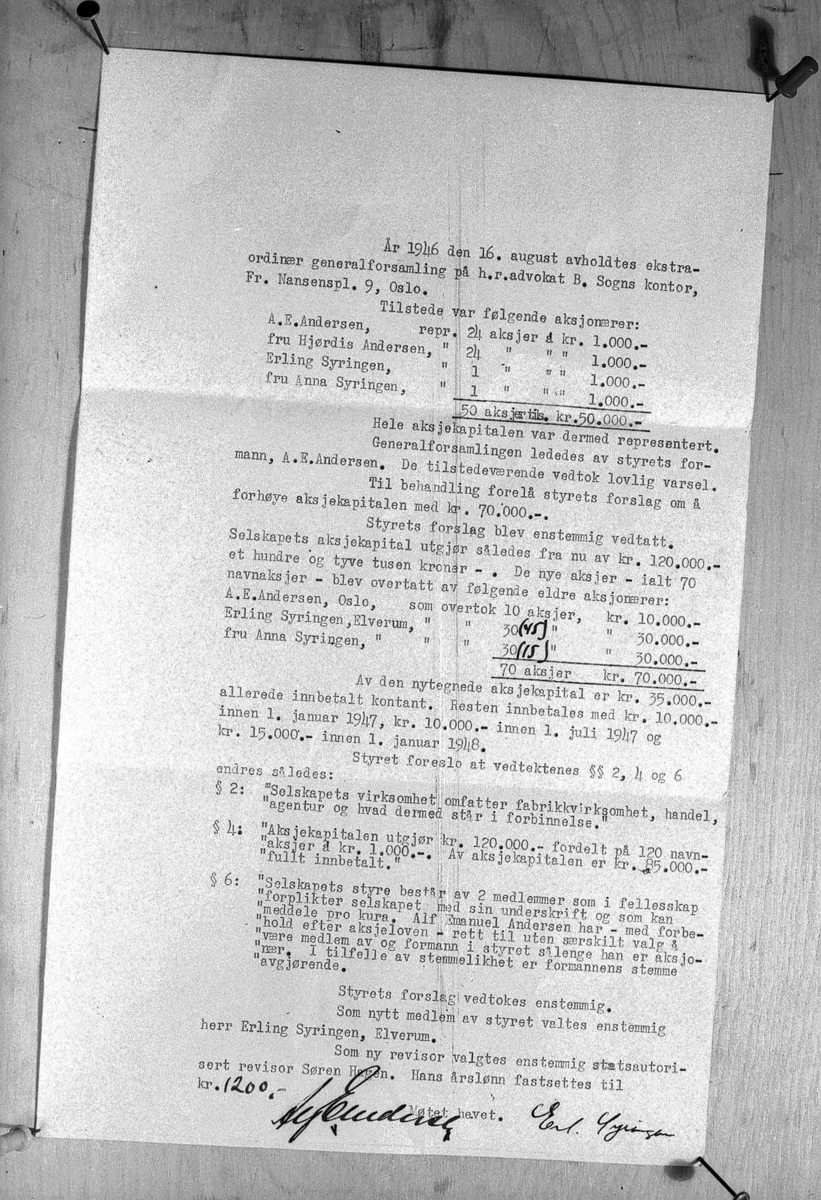 Dokument, aksjer, 1946