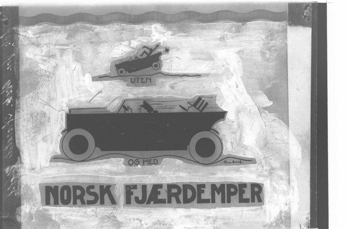 Bilskyss illustrert både med og uten Norsk Fjærdemper for Harald Wold Mek. Verksted
