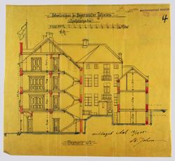 Beboelseshus for Bagermester Johnsen. Apothekergaden [Tverrs