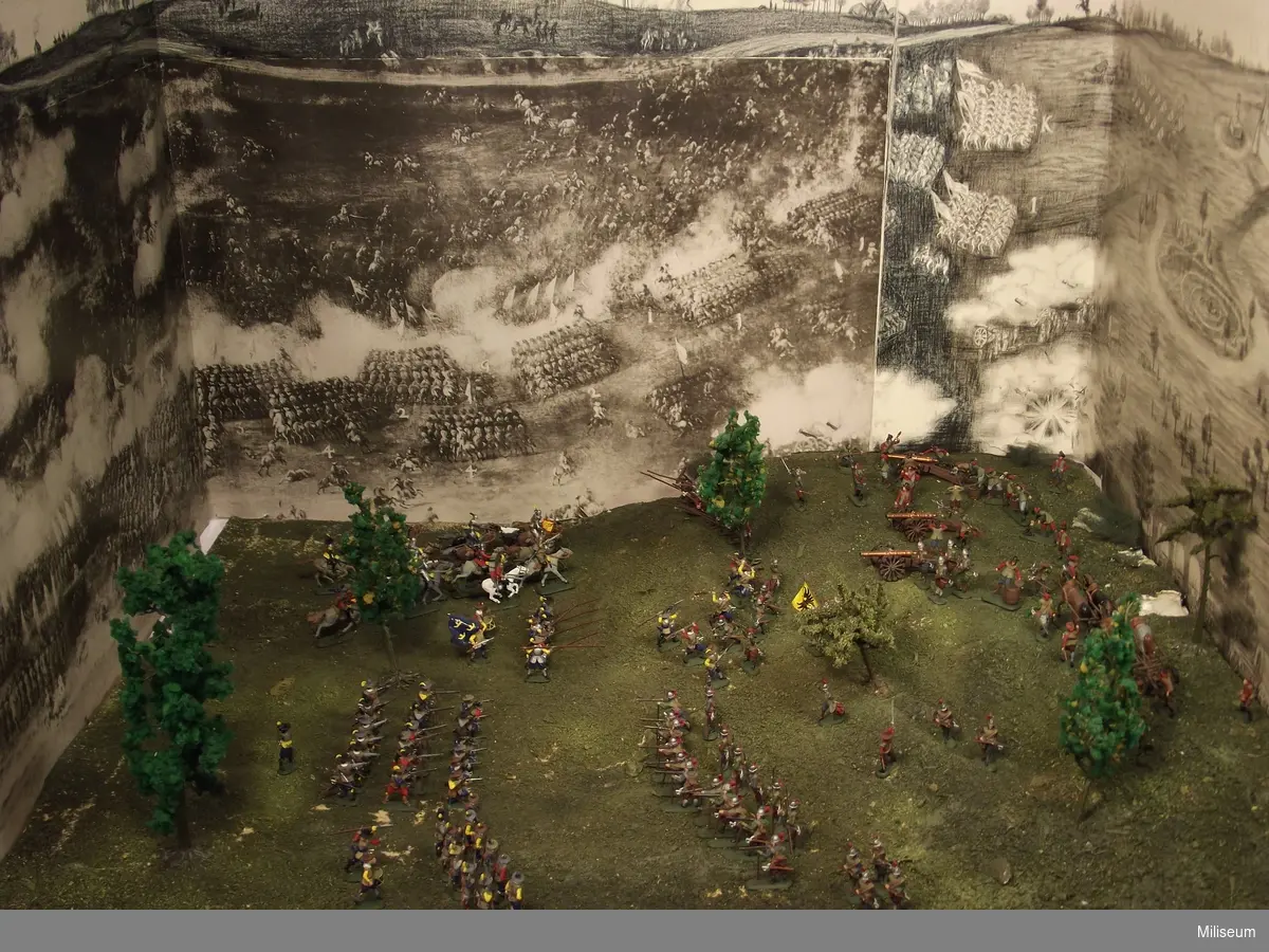 Diorama av strid under 30-åriga kriget.