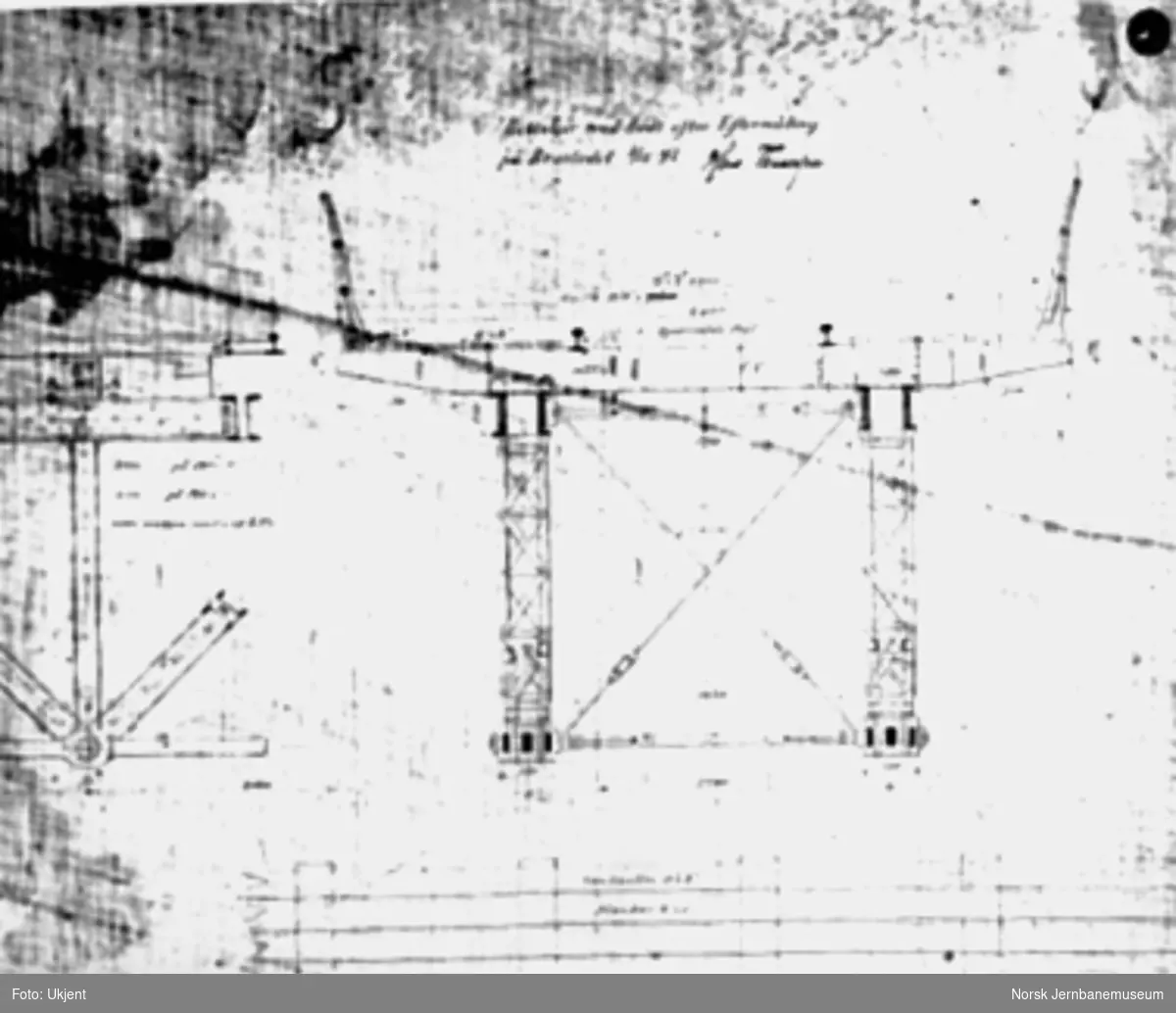 Tegning av Solberg viadukt, detaljer