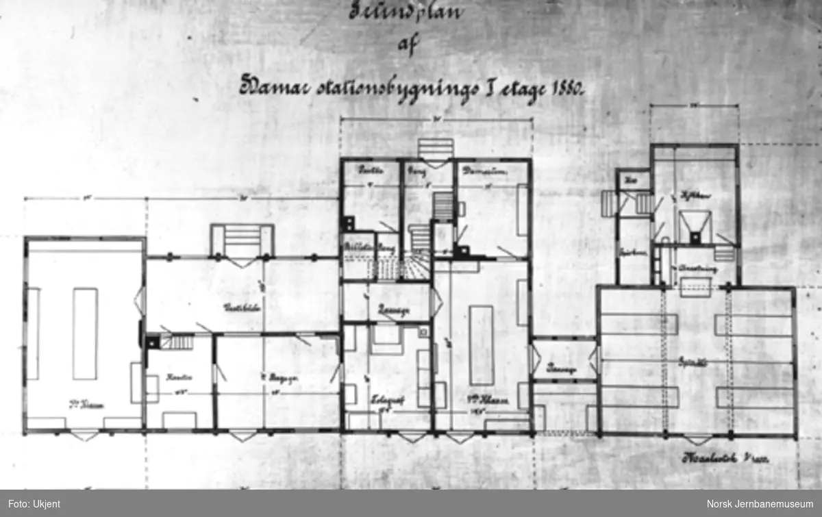 Hamar stasjonsbygning 1880 : grunnplan for 1. etasje