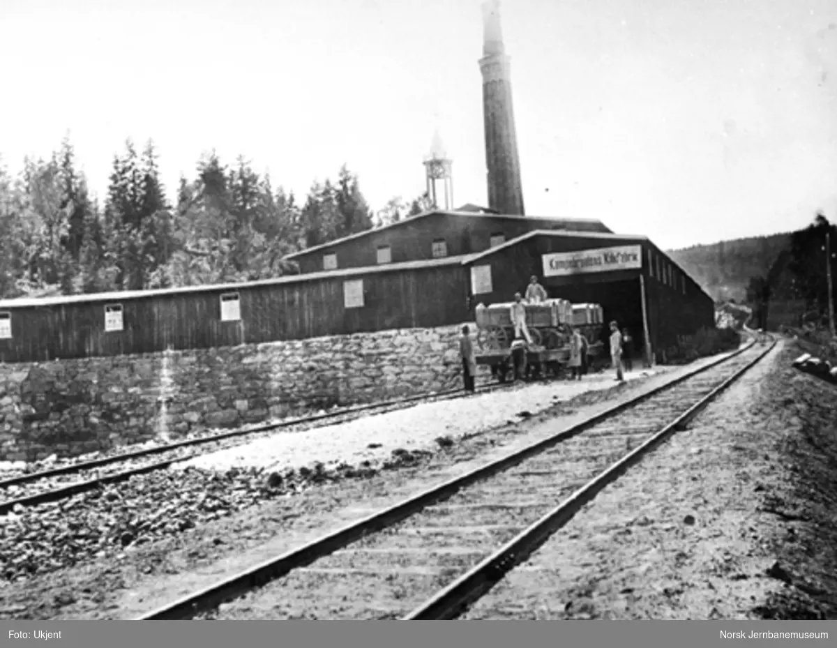Sidesporet til Kampebraatens Kalkfabrikk med opplastede vogner