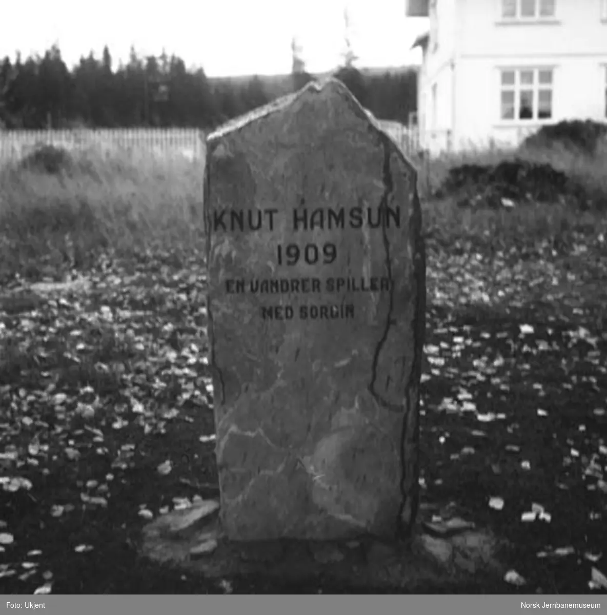 Minnestein Knut Hamsun "En vandrer spiller med sordin"