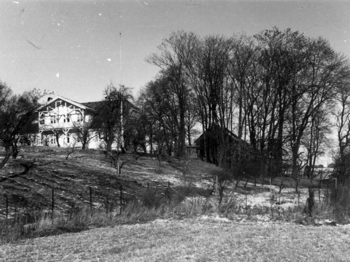 Blindern gård, Oslo 1953. Hovedhuset sett fra nedsiden. Dr. Engelstads storgårdsundersøkelser.
