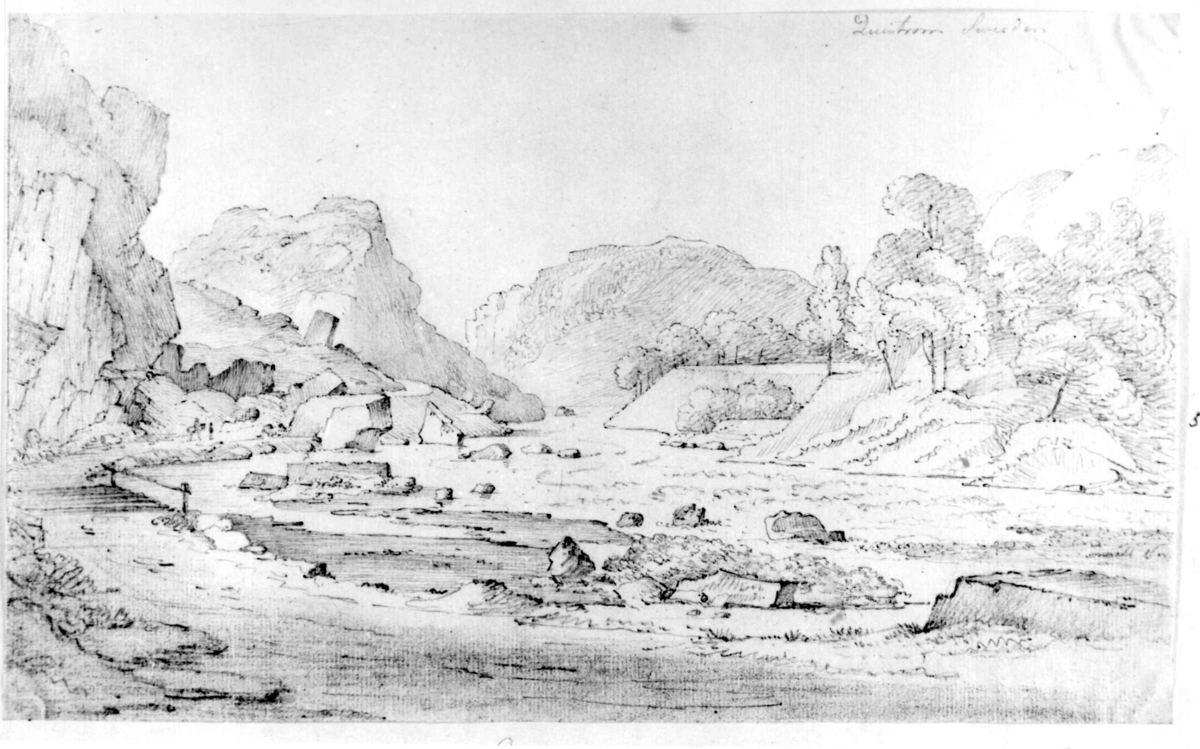 Kvistrum, Båhuslen, Sverige.
Fra skissealbum av John W. Edy, "Drawings Norway 1800".