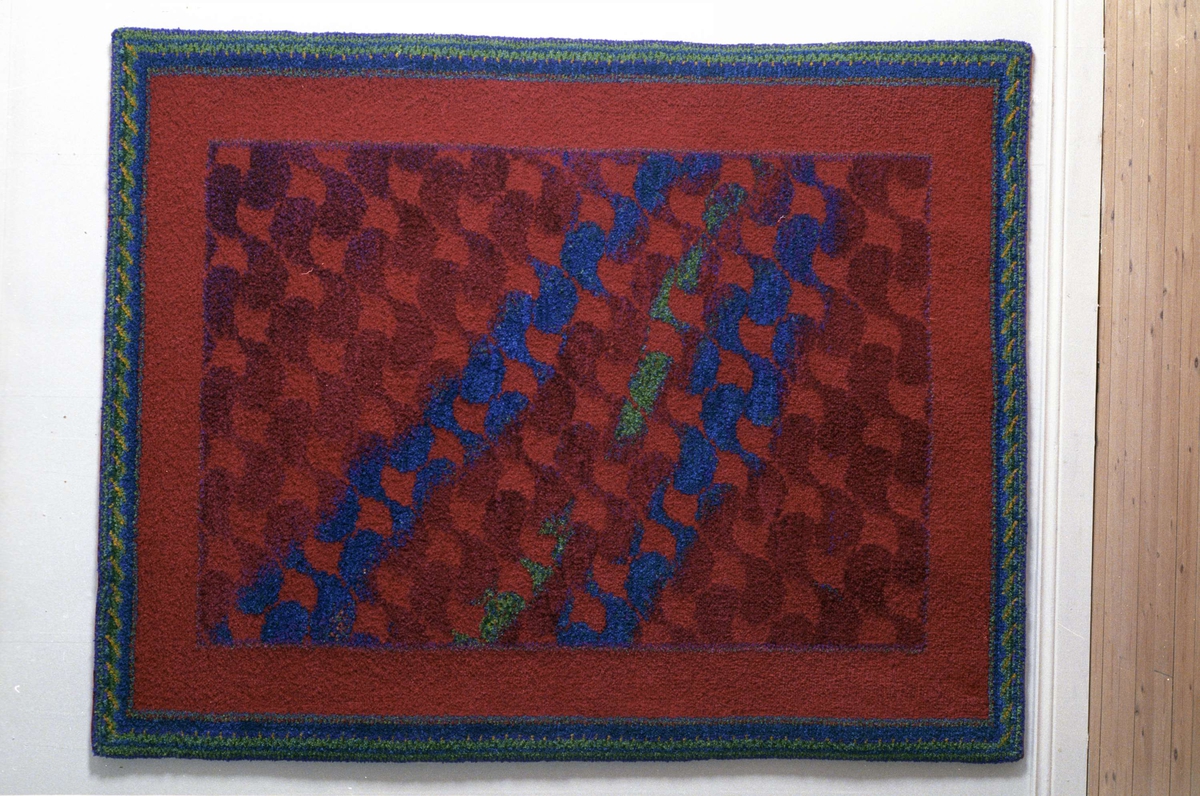 Textilt konstverk, matta vävd av Birgitta Wallin, Uppsala 1990