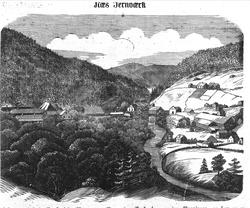 Næs Jernverk, fra Skilling-Magazinet No 14 1857, s. 104.