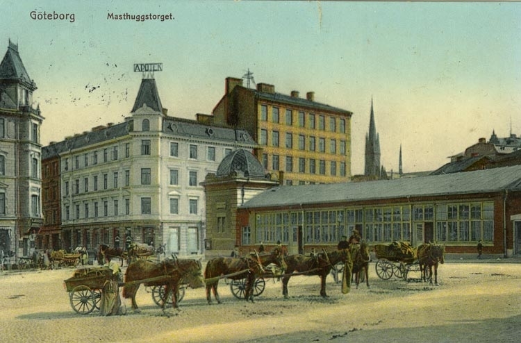 Notering på kortet: Göteborg. Masthuggstorget.