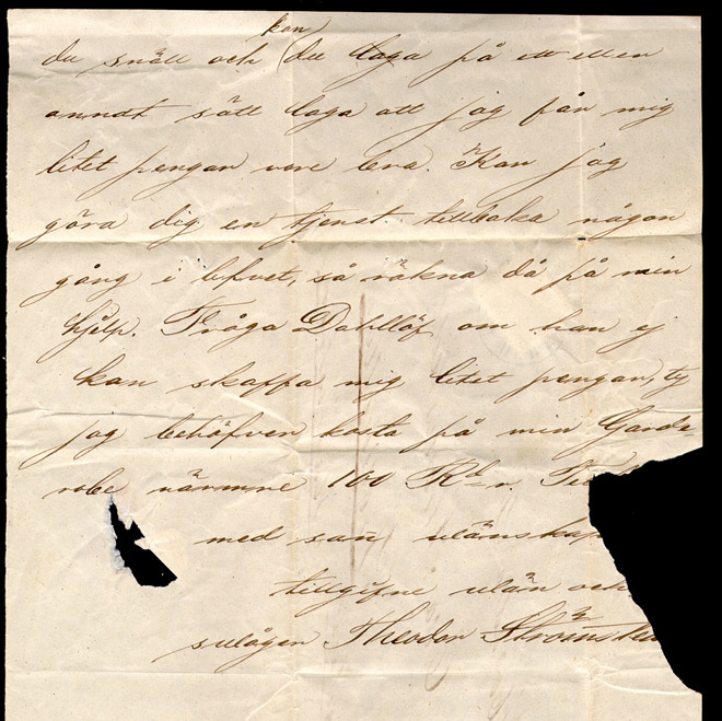 Albumblad innehållande 1 monterat brev

Text: Brev från Hernösand den 30 oktober 1865, frankerat med 12 öre
Vapentyp, till Trollhättan.

Stämpeltyp: Normalstämpel 10
