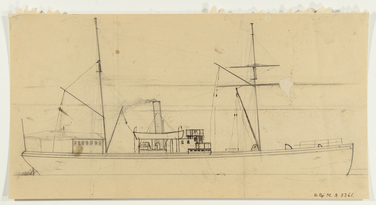 Ångfartyg, ritat av P. W. Cedergren.