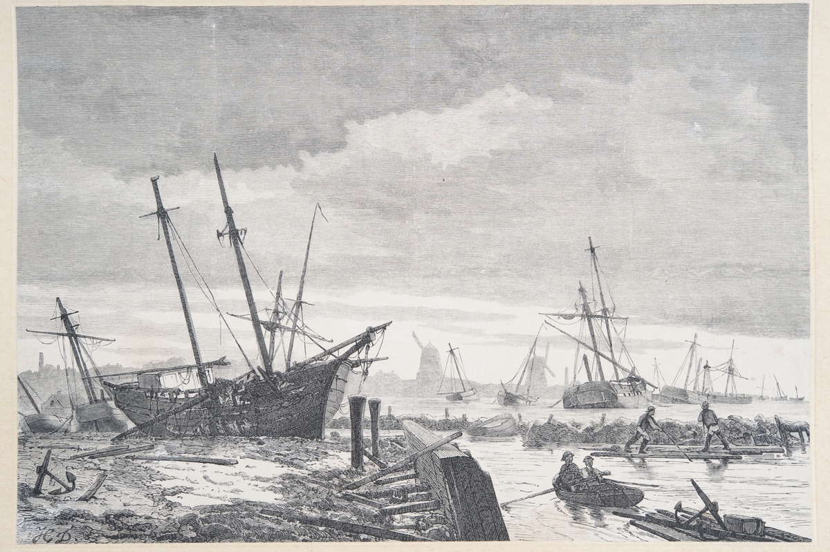 Hamnen vid Kjöge på Själland efter stormen den 13 nov. 1872.