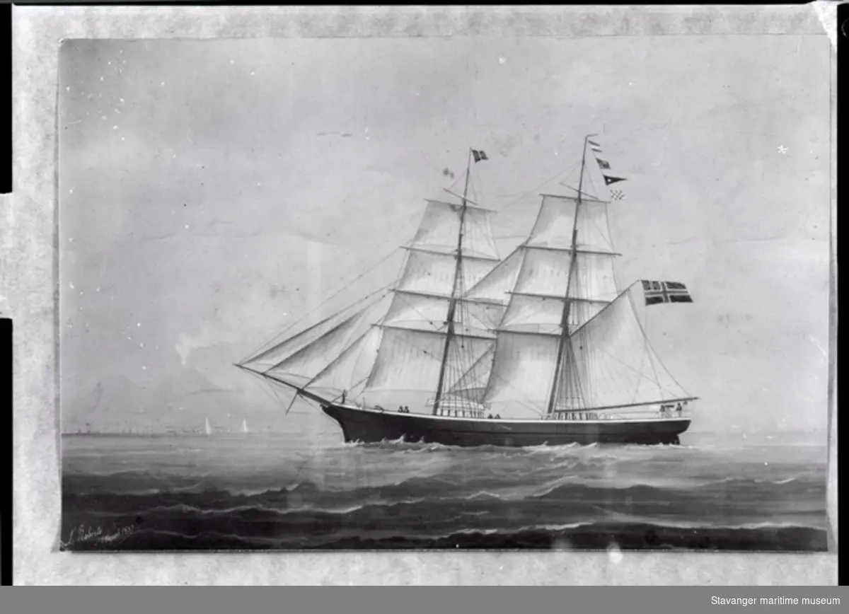 Avfotografert skipsportrett av brigg.