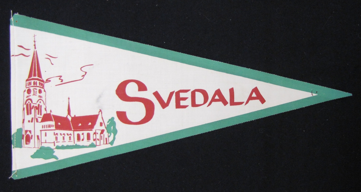 Cykelvimpel från Svedala. Motivet är tryckt  med motiv av kyrkan.

Vimpeln ingår i en samling av 103 stycken.