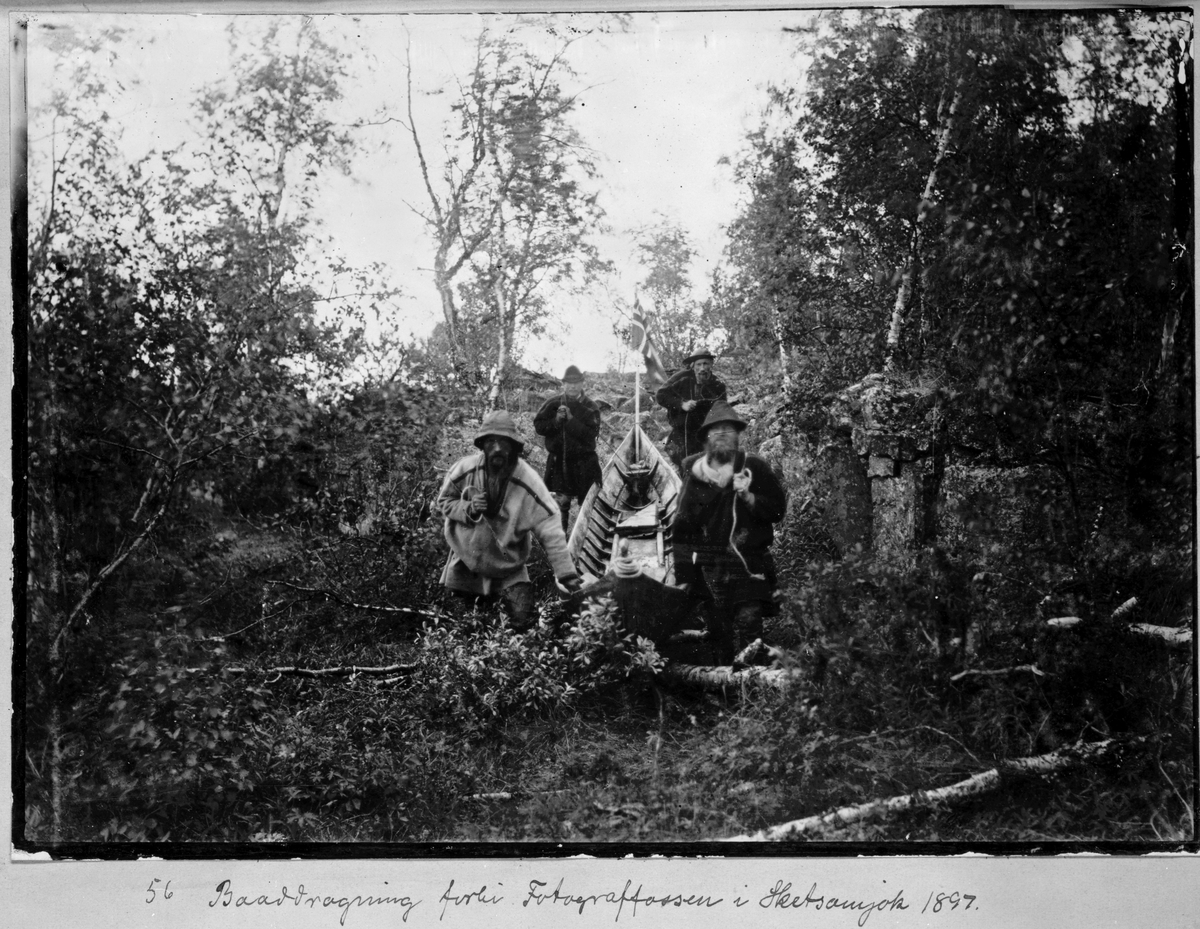 GRENSERYDNINGEN,1896-97: baaddragning forbi foss i Anarjokka.