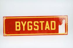 Postmuseet, gjenstander, skilt, stedskilt, stedsnavn, Bygsta