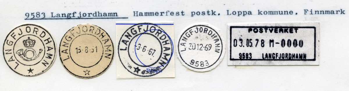 Stempelkatalog 9583 Langfjordhamn,Hammerfest, Loppa, Finnmark