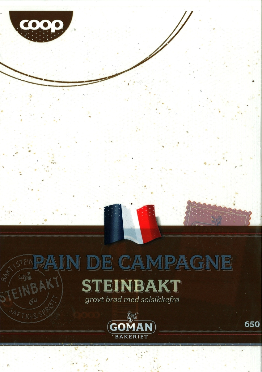 Motiv på posen er et fransk flagg. Den er plassert øvert på et brunt belte, som går tvers over posen