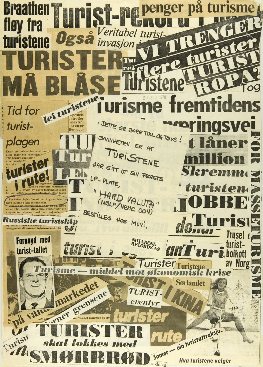 Orginal collage med ord sakset fra aviser/tidsskrift.
