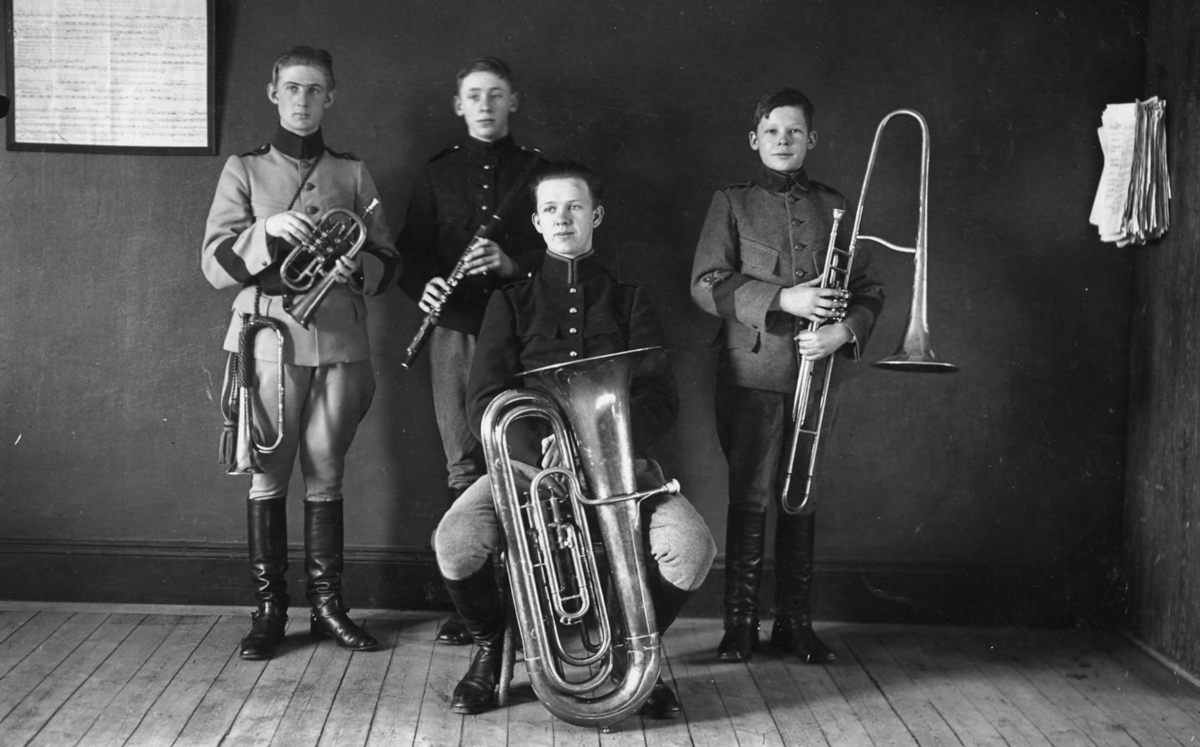 Kvartett, på 20-talet. Till vänster: Oscar Pettersson, A 6.
